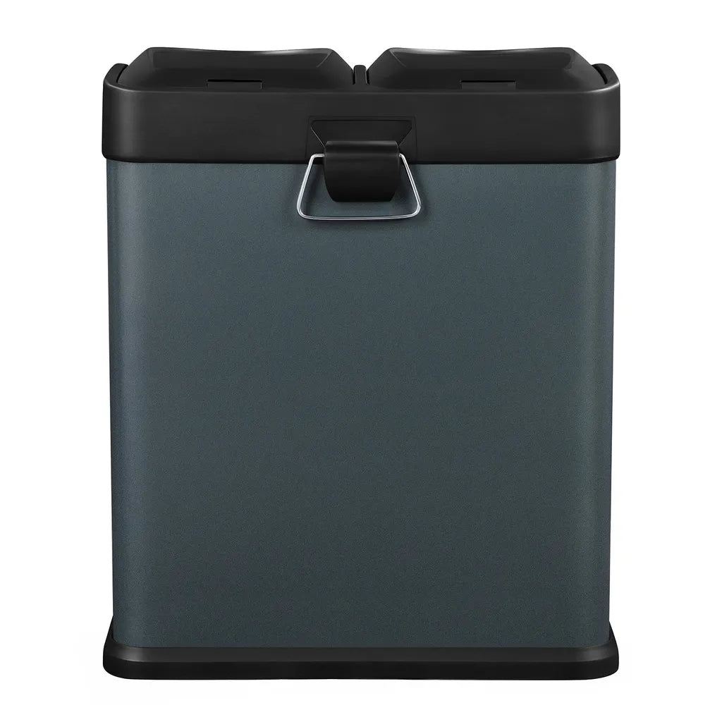  SONGMICS Mülleimer 30 Liter, Mülltrennung, 2 X 15 Liter, Abfalleimer, Treteimer Mit Inneneimern, Farbigen Pedalen, Mülltrennsystem Für Die Küche, Rauchgrau-schwarz LTB30G