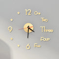  20-Zoll 3D-Wanduhr Selbermachen, Einfache Wohndekoration Konferenzraum Leise Wanduhr (Gold)