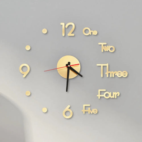  20-Zoll 3D-Wanduhr Selbermachen, Einfache Wohndekoration Konferenzraum Leise Wanduhr (Gold)