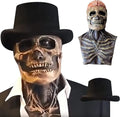  Halloween Schädelmaske Mit Zauberhut Gruselige Vollkopf Skelett Kopfbedeckung Biochemisch Realistische Latexmaske Für Erwachsene