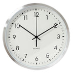  Wanduhr Analog Quartz Ø 25 Cm Ziffernblatt Zahlen Aluminium Silber Rund