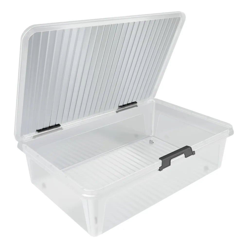  Deuba Aufbewahrungsbox Deckel Stapelbar Transparent Rollen Kunststoff BPA Frei Wohnzimmer Schlafzimmer Kinderzimmer 60L/30L, Volumen:30L