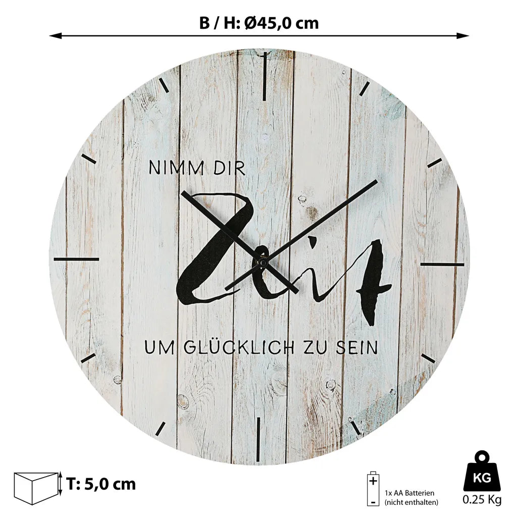  Wanduhr II "Nimm Dir Zeit..." Ø45cm Sinnspruch Uhr Designeruhr Vintage Shabby Chic Batteriebetrieben
