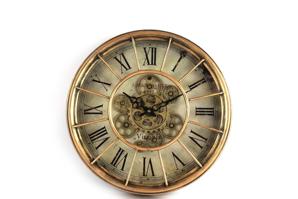  Vintage Wanduhr Mit Zahnrad Ø46,5 Cm | Gold