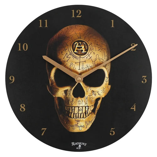  Alchemy - Wanduhr "Omega", Totenkopf SD3300 (34 Cm X 34 Cm X 2,5 Cm) (Schwarz/Gold)