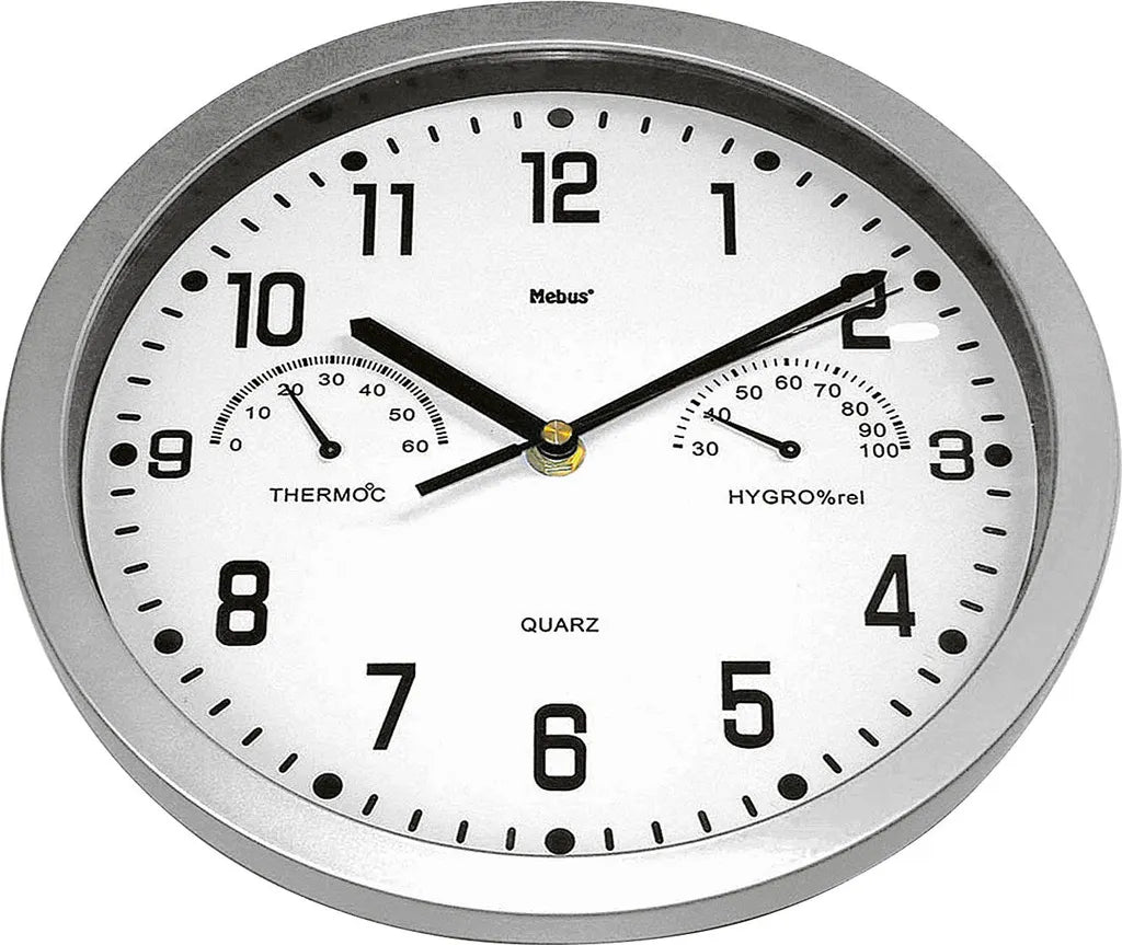  Mebus Quarz-Wanduhr Mit Thermo-/Hygrometer