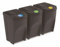  XL Sortibox Mülleimer Mit Deckel 3er Set - 35 L / Anthrazit - Müll Trennsystem Abfall Trenner Stapelbar