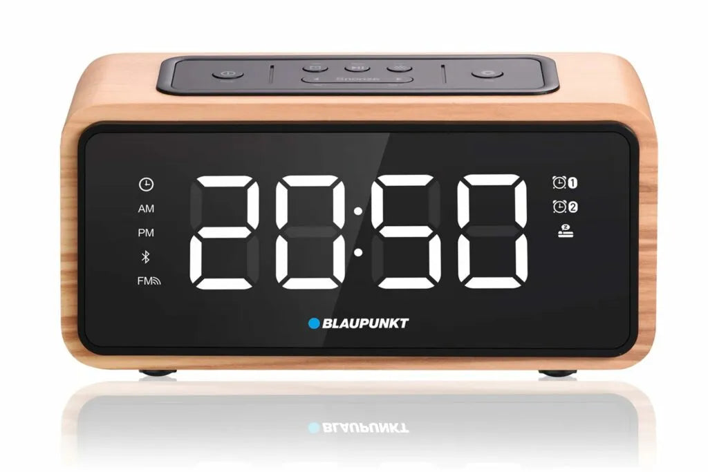 Blaupunkt Radiowecker FM Bluetooth 60 Senderspeicher LED Display Uhr Mit Doppelalarm Und Schlummerfunktion