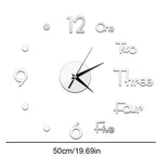  3D Wanduhr Rahmenlose Spiegel Wanduhr 50cm Grosse Stumm Wandaufkleber Wanduhr Wohnzimmer Hauptdekorationen, Silber