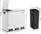  SONGMICS Mülleimer 54L Treteimer Mit 3 Fächern 3 X 18L Abfalleimer Softclose Mülltrennsystem Mit Fußpedalen Weiß LTB54WT