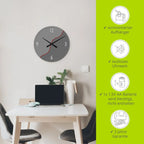  ARTland XXL GLas Wanduhr Quarzuhr - Schwarzer Zeiger Trennung Der Grautöne Größe: 50x50 Cm