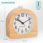  Navaris Holz Analog Wecker - Batteriebetrieben, Lautlos Ohne Ticken Mit Snooze Schlummerfunktion Und Licht - Retro Design - Naturholz In Hellbraun
