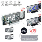  1x NEUER Digitaler LED-Projektionswecker ， (Weiß: Weiße Wörter) Mit FM-Radio-Snooze