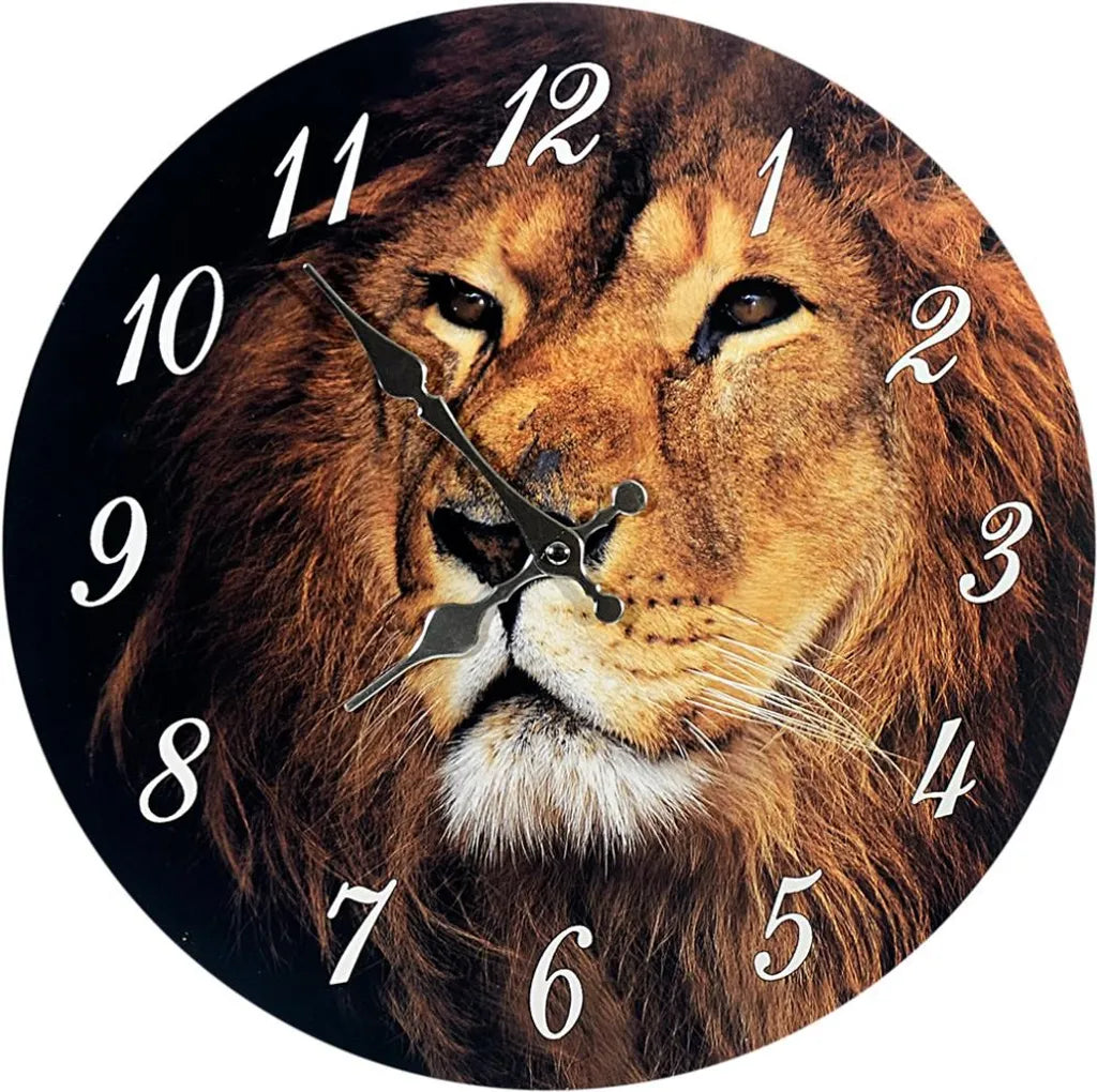 Runde Wanduhr - Motivuhr Löwenkopf - Designuhr Dekouhr Wohndeko Uhr Deko Uhren