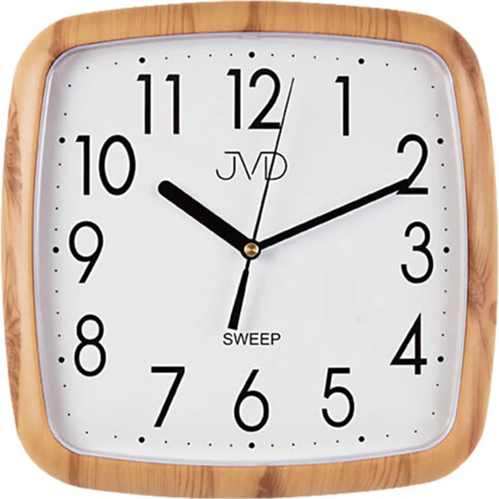  JVD H615.3 Wanduhr Quarz Analog In Holz Optik Eckig Leise Ohne Ticken
