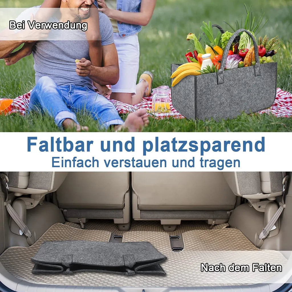  ACXIN 2 Stück Filzhandtasche, 30kg Belastbare Multifunktionshandtasche, Hochwertiger Einkaufskorb, Großvolumige Einkaufstasche (Hellgrau)