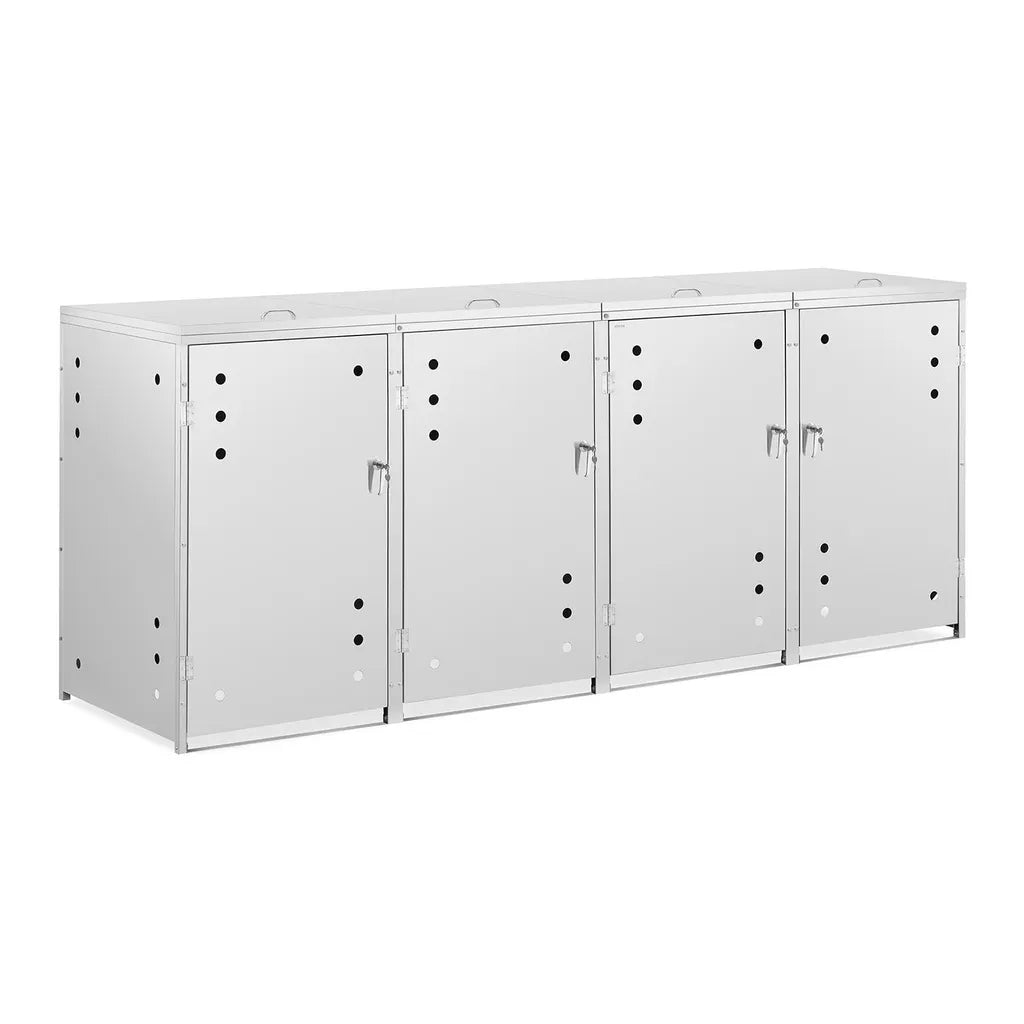  Mülltonnenbox Edelstahl Mülltonnenverkleidung Mülleimerbox 4 X 240 L Schloss