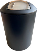  Kosmetikeimer 5 Liter, Kunststoff Schwarz, Mülleimer Mit Schwingdeckel Bad, Ø 19,5x30,5cm
