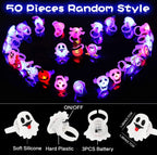  50 Stück 3D-Halloween-Leuchtringe, Spielzeuge, Halloween-Party, Gastgeschenke Für Kinder Und Erwachsene, Blinkender LED-Ring, Leuchtet Im Dunkeln, Partyzubehör, Halloween, Goodie Bag Füllstoffe, Keine Süßigkeiten-Geschenktüten