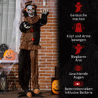  Outsunny 1,7m Halloween Dekoration Horror-Clown Mit Spezialeffekten Und Soundfunktion Rote Augen Mit Leuchtern Gruselige Clown