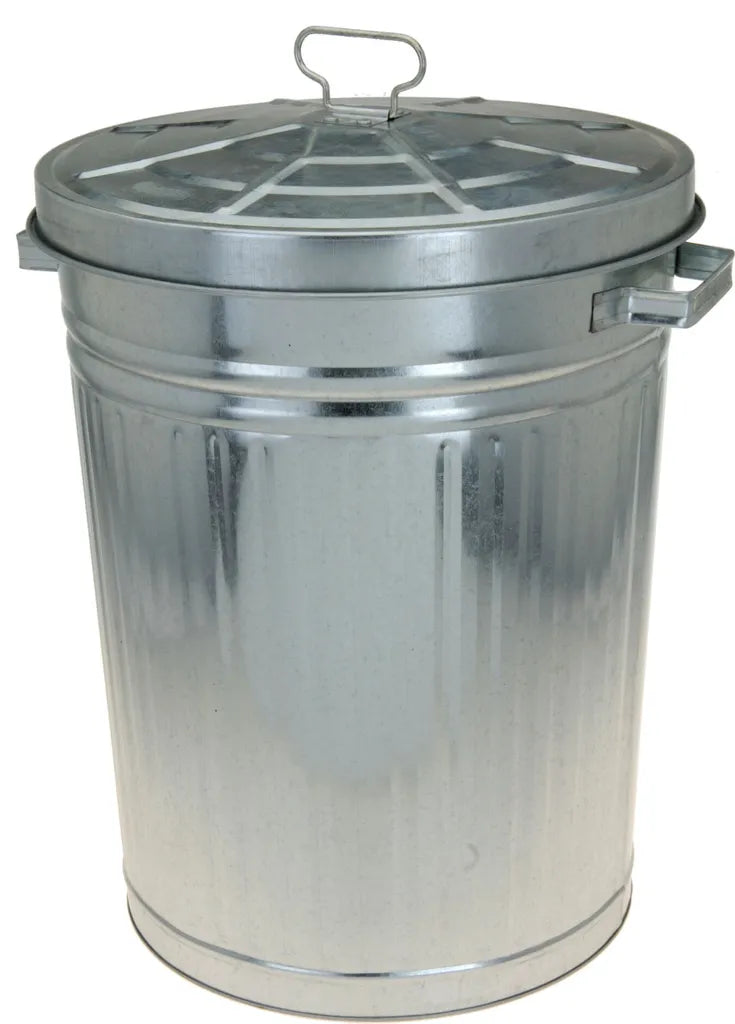  Zink Abfalleimer Mit Deckel - 55 Liter - Metall Mülleimer Mit 2 Griffen