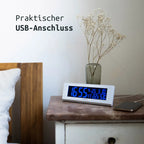  Fackelmann Digitale Funkuhr Mit Wecker Tecno, Digitaluhr Mit Temperaturanzeige, Funkwecker Mit USB-Anschluss, Hochwertiger Digitalwecker, Uhr Mit Thermo-Hygrometer (Farbe: Weiß)