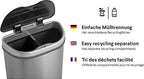  QUBIX Sensor Mülleimer 70L - 2 X 35L - 2 Fächer - Edelstahl - Abfalleimer - Abfalltrennsensor - Abfalltrennung Mülleimer