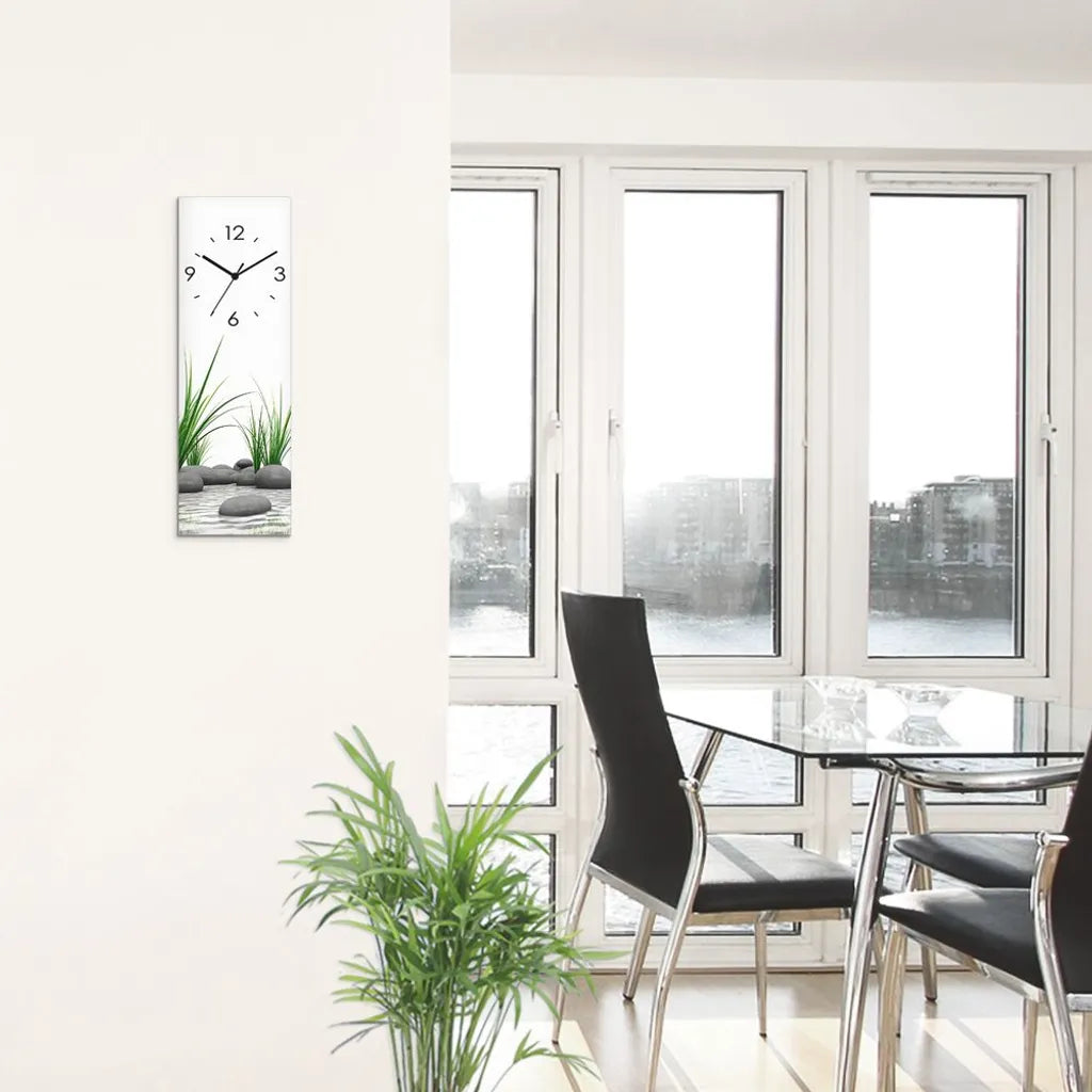  ARTland Glas Wanduhr Quarzuhr - Schwarzer Zeiger 3D Steine Größe: 20x60 Cm