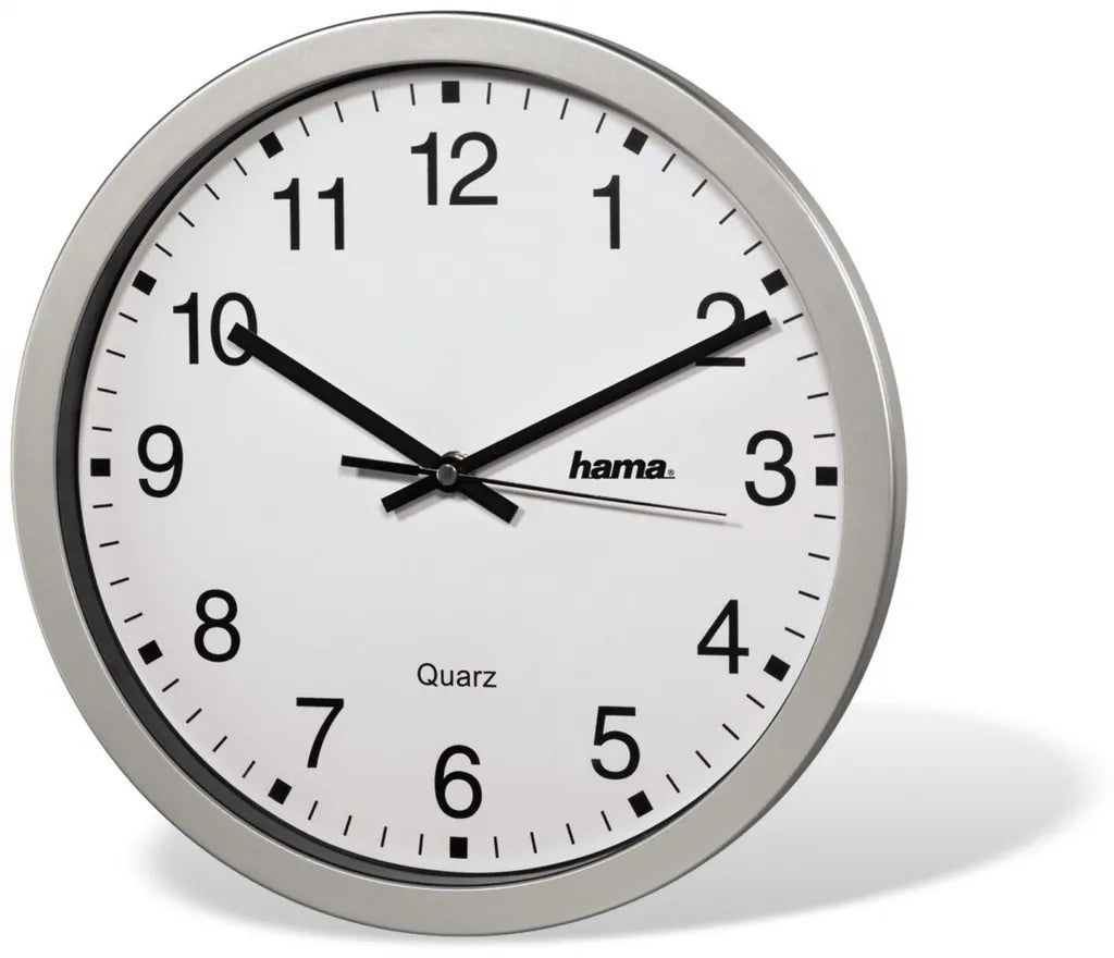  Hama Wanduhr CWA100 00186411 30cm Rund Analog Silber +Batterien