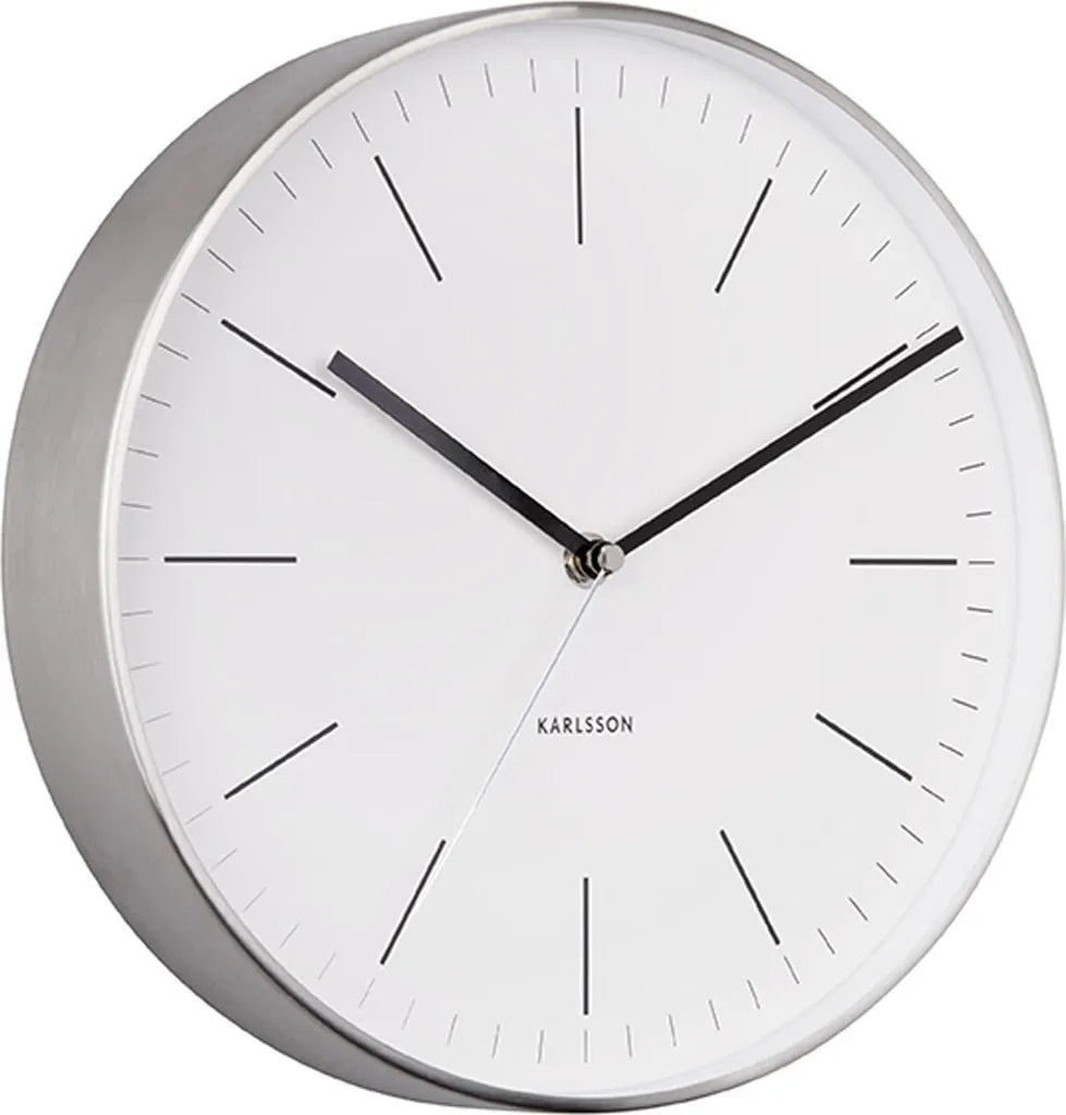  Karlsson - Wanduhr Minimal - Weiß/Nickel - Ø27,5cm