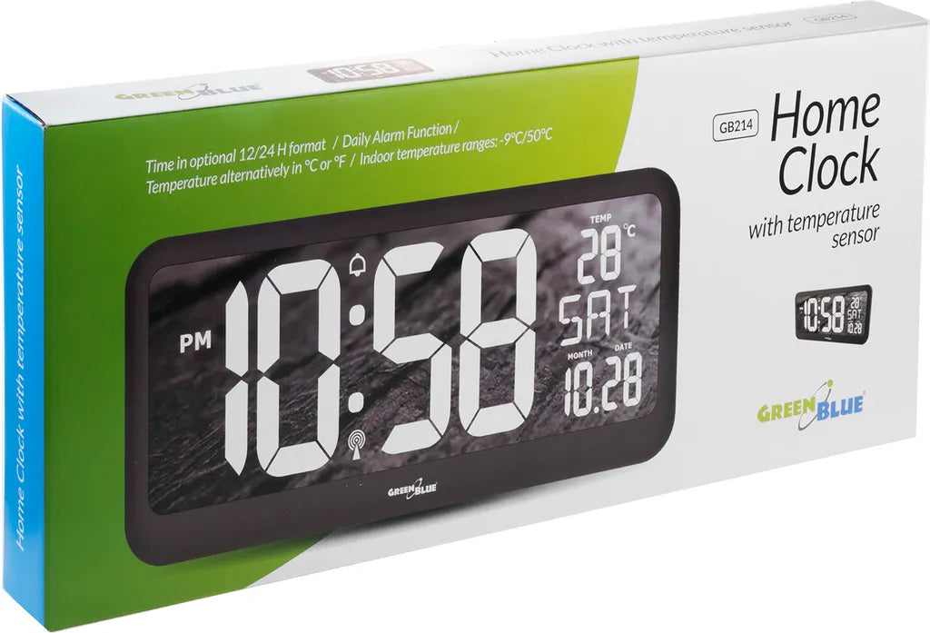  Digitale Uhr Mit Temperatuursensor 37x17cm Große Wanduhr Alarm LCD Display