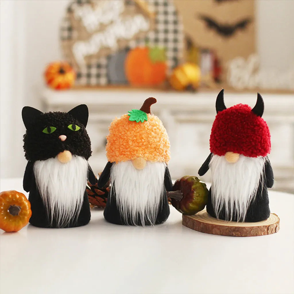  Halloween-Zwerge Herbst-Zwerge-Dekorationen, Handgefertigte Gesichtslose Plüsch-Halloween-Zwerge Mit Spinnen-Kürbis-Ornamenten Für Halloween-Erntedankfest-Dekorationen, Party, Kinder, Geschenk,schwarz