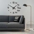  20Zoll 3D Wanduhr DIY Acryl Aufkleber Stille Uhr Wanduhren Wandtattoos Heim Büro Dekoration（Schwarz）