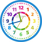  Miraval Kinderwanduhr Lernzifferblatt 220 Mm Geräuschlos Lautlos Kein Ticken Kunststoff Kinderuhr Kinderzimmer Blau - 4-MV1002-1 Ostergeschenk