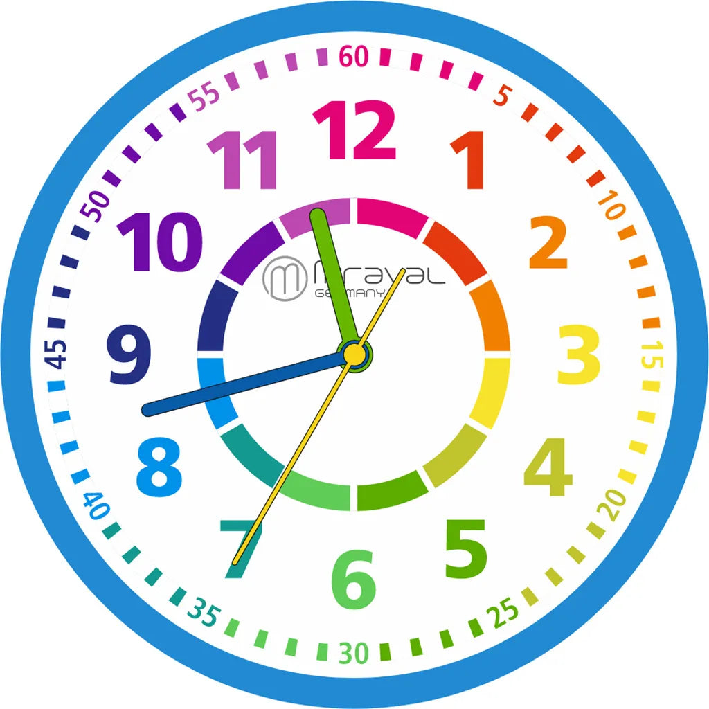  Miraval Kinderwanduhr Lernzifferblatt 220 Mm Geräuschlos Lautlos Kein Ticken Kunststoff Kinderuhr Kinderzimmer Blau - 4-MV1002-1 Ostergeschenk