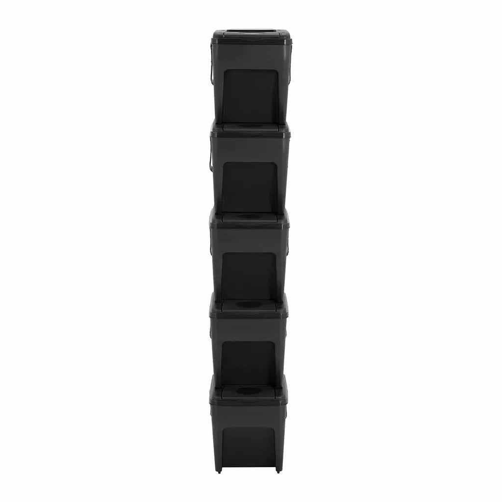  Mülltrennsystem Mülleimertrennsystem Müllsystem Schwarz Stapelbar 5 X 25 L