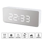  LED Spiegel Digitaler Wecker, Desktop USB Elektronisches Thermometer Am Bett Digitaler Wecker