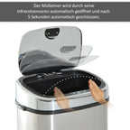  HOMCOM Mülleimer Automatik Mit Sensor Abfalleimer Küche Edelstahl 50/68L Silber (68L)