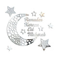  Ramadan Kareem Aufkleber Dekorationen Wand Eid Mubarak Eid Al Adha Mond Und Stern Aufkleber Islamische Spiegeldekoration（Silver）