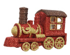  Christbaumschmuck Kunststoff Glitzer Lokomotive 12cm Rot / Gold