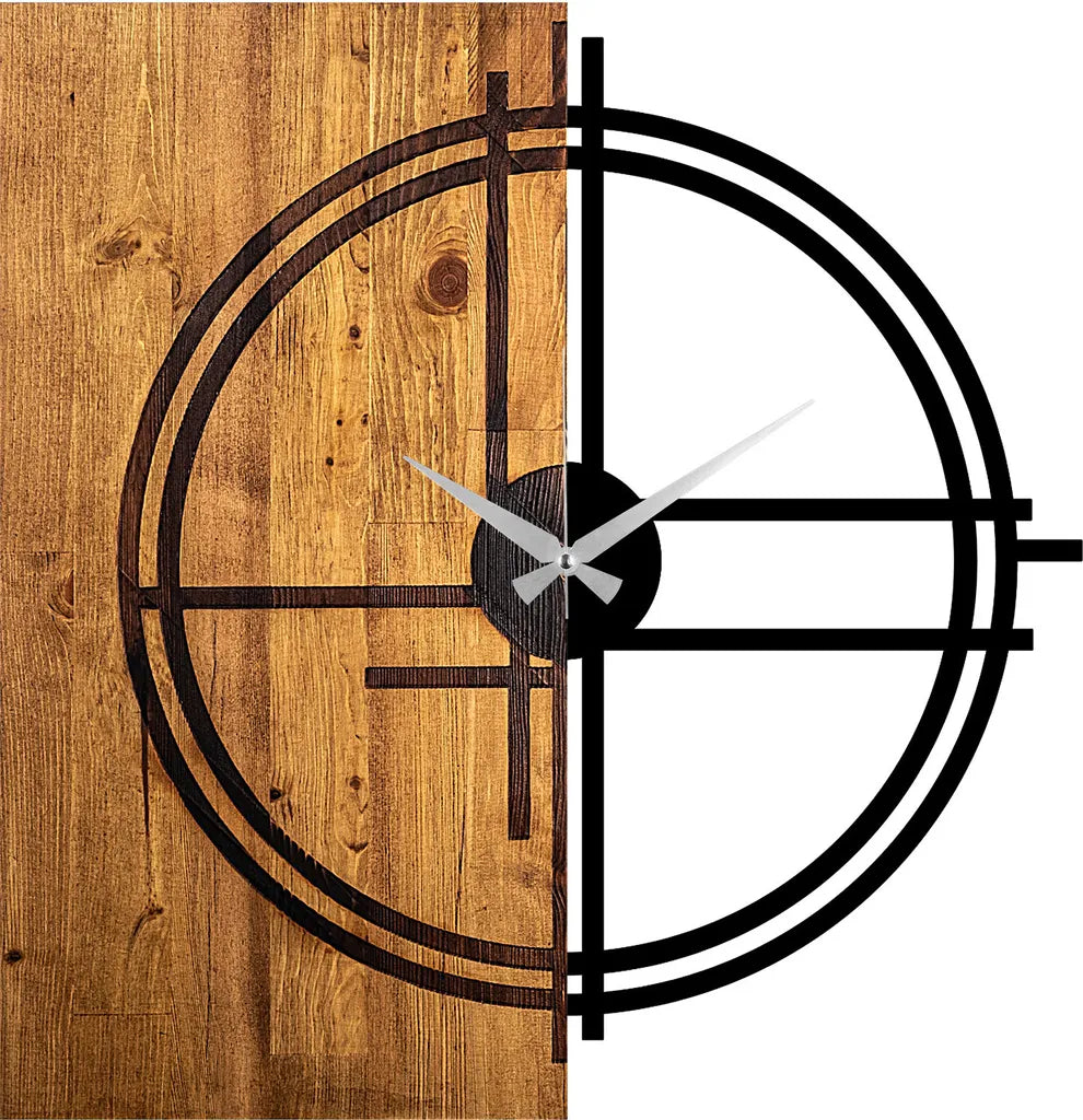  Wallity, Wooden- TNL1138, Leichte,Walnuss, Wanduhren, 56 X 3 X 58 Cm, 100% Holz (Dicke: 3 Cm) / Metall (Dicke: 1