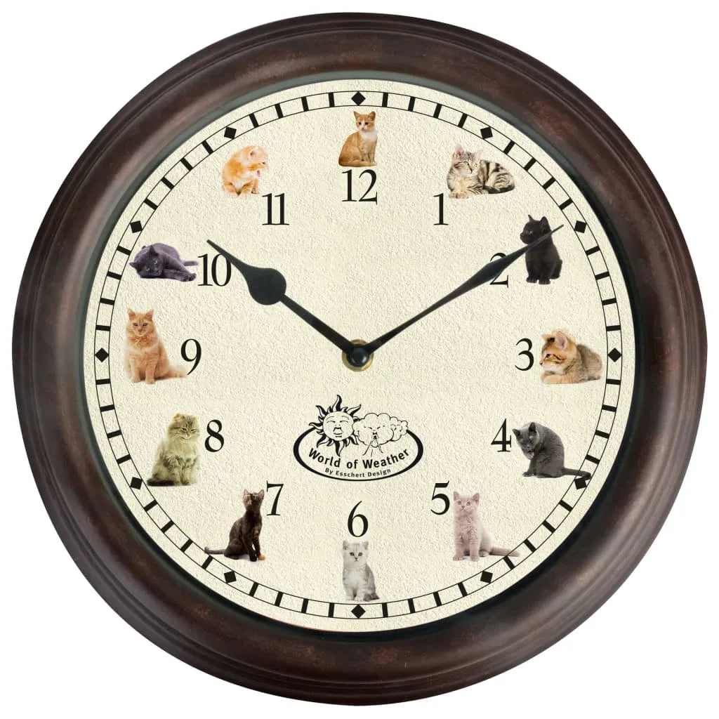  Esschert Design Uhr Mit Katzengeräuschen