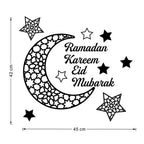  Ramadan Kareem Aufkleber Dekorationen Wand Eid Mubarak Eid Al Adha Mond Und Stern Aufkleber Islamische Spiegeldekoration（Schwarz）