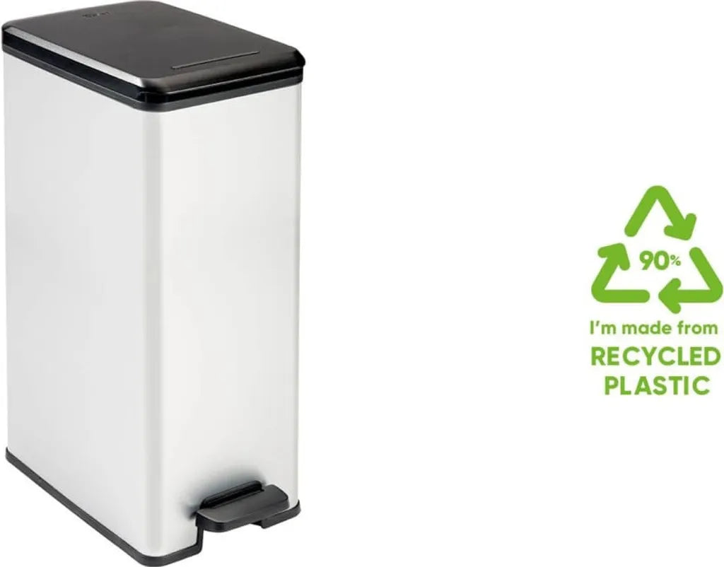  Curver Tretmülleimer Deco Schmal 40L Silbern