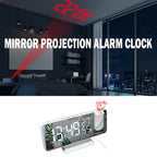  1x NEUER Digitaler LED-Projektionswecker ， (Weiß: Weiße Wörter) Mit FM-Radio-Snooze
