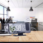  Projektionswecker, Digital Wecker Mit Projektion 180 °, Radiowecker Mit USB-Anschluss Großem LED-Anzeige Snooze Dual-Alarm,4 Projektionshelligkeit Mit Automatischem Dimmer, 32FM Radio