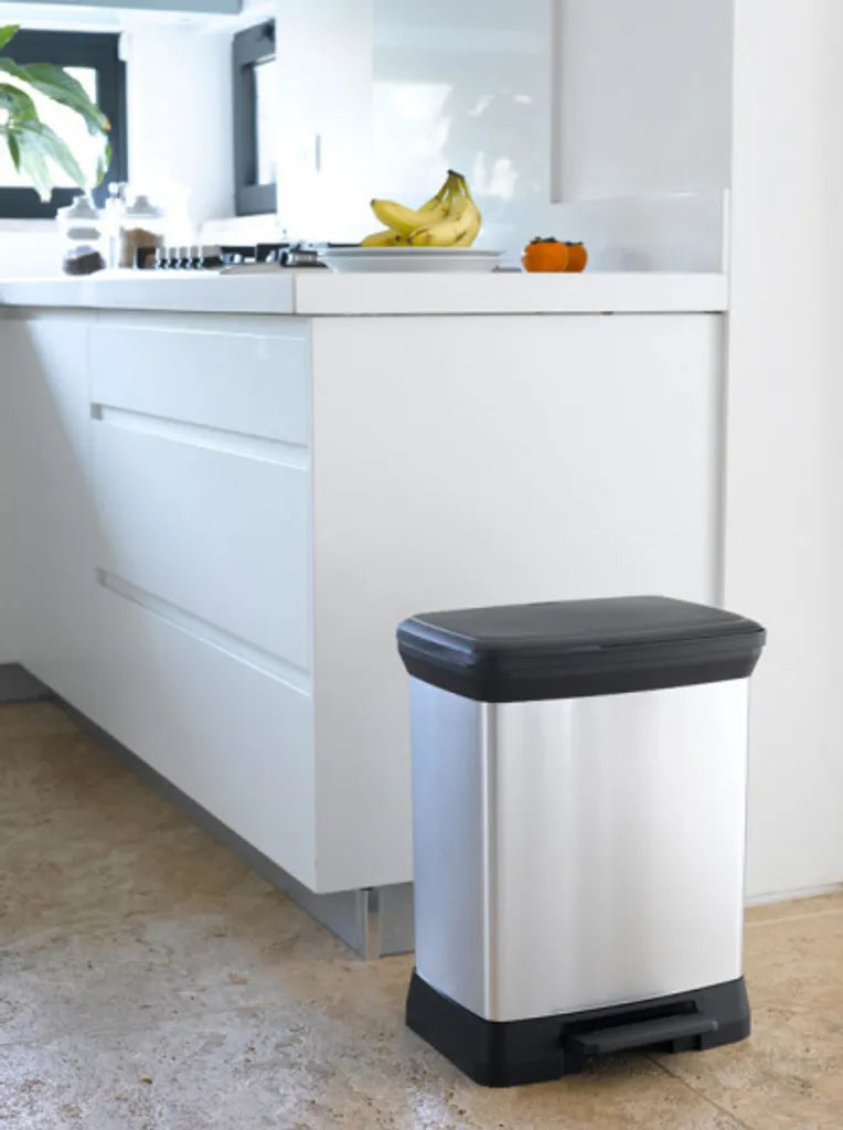  Curver Tretmülleimer Deco Rechteckig 30L Silbern
