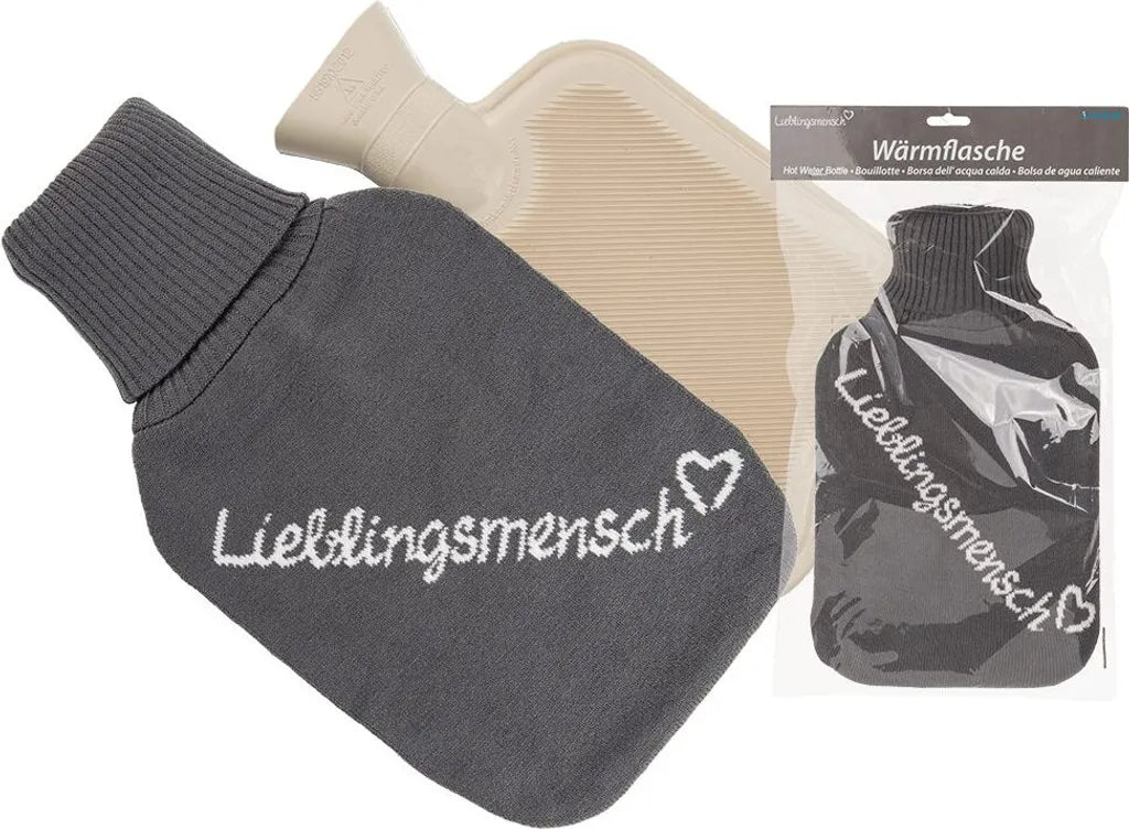 Out Of The Blue Wärmflasche Lieblingsmensch Strickbezug 2 Liter Bettflasche Wärmekissen