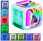  Unicorn Digital Alarm Clocks For Girls, Bright Night LED LCD Cube With Light Children Wake Up Bedside Clock Birthday Gifts For Kids Women Adult Bedroom