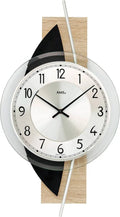  AMS 9551 Wanduhr Quarz Analog Modern Holz Sonoma Optik Mit Schiefer Und Glas